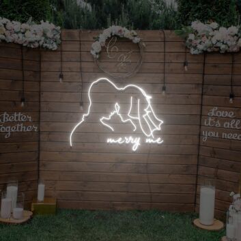 LED Neon Schild Heiratsantrag Paar Silhouette Marry Me Romantische Lichtdekoration