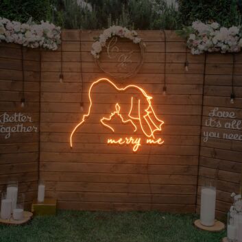 LED Neon Schild Heiratsantrag Paar Silhouette Marry Me Romantische Lichtdekoration
