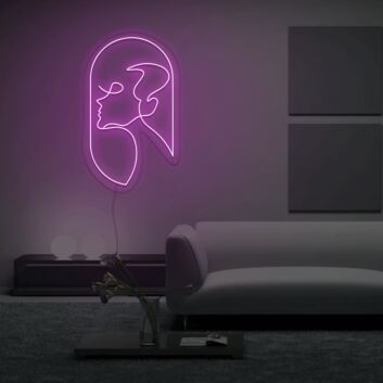 Abstraktes Frauenprofil LED-Neonschild für Wohnzimmer Atelier