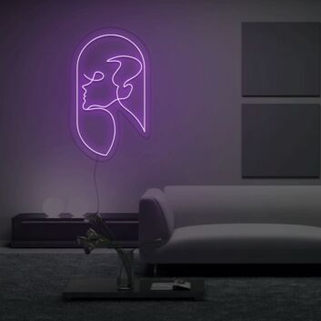 Abstraktes Frauenprofil LED-Neonschild für Wohnzimmer Atelier