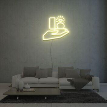 Hand mit Verlobungsring LED-Neonschild für Wohnzimmer und Hochzeitslocation