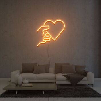 Hand mit Herz LED-Neonschild Wohnzimmer Schlafzimmer