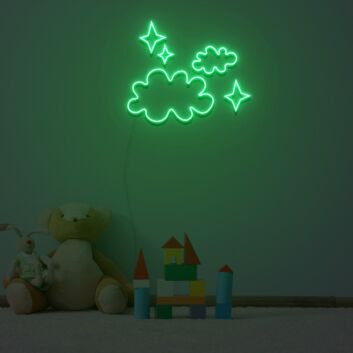 Wolken und Sterne LED-Neonschild für Kinderzimmer