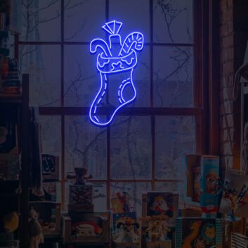 Weihnachtsstrumpf mit Geschenken LED-Neonschild Wohnzimmer Weihnachtsdekoration