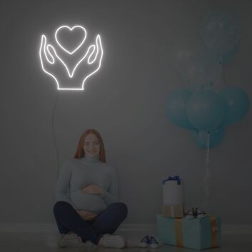Herz in Händen LED-Neonschild für Kinderzimmer und Wohnzimmer