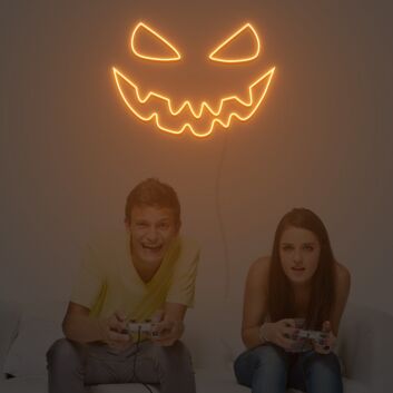 Halloween Kürbisgesicht LED-Neonschild für Wohnzimmer Gaming
