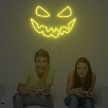 Halloween Kürbisgesicht LED-Neonschild für Wohnzimmer Gaming