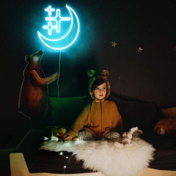 Mond mit Sternen LED-Neonschild für Kinderzimmer Schlafzimmer