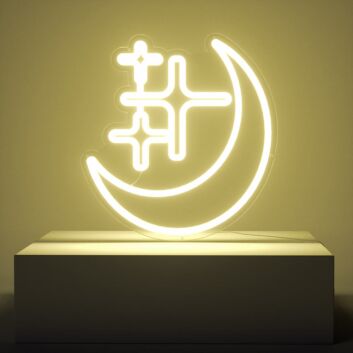 Mond mit Sternen LED-Neonschild für Kinderzimmer Schlafzimmer