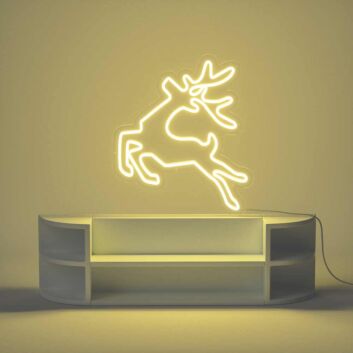 LED Neon Schild Springender Hirsch Als Weihnachtliche Wanddekoration