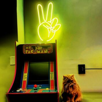 Peace Hand LED Neonschild als moderne Wanddekoration für Wohnzimmer Schlafzimmer Bar und Studio