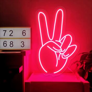 Peace Hand LED Neonschild als moderne Wanddekoration für Wohnzimmer Schlafzimmer Bar und Studio
