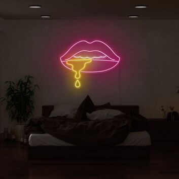 Leuchtende Lippen LED Neonschild als moderne Wanddekoration für Schlafzimmer Wohnzimmer und Studio