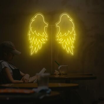 Leuchtende rote Engelsflügel LED Neonschild als moderne Wanddekoration für Studio Café Wohnzimmer und stilvolle Interieurs