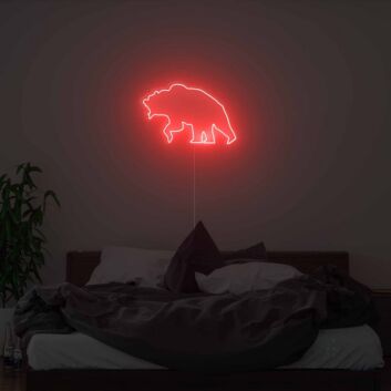 Abstraktes LED Neonschild mit roter Bären Silhouette für moderne Wanddekoration und ruhige Lichtakzente