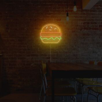 Hamburger LED Neonschild als moderne Wanddekoration für Küche Café oder Bistro