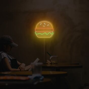 Hamburger LED Neonschild als moderne Wanddekoration für Küche Café oder Bistro