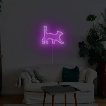 LED Neonschild Katze in gehender Silhouette als moderne Wandbeleuchtung für Kinderzimmer oder Wohnräume