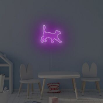 LED Neonschild Katze in gehender Silhouette als moderne Wandbeleuchtung für Kinderzimmer oder Wohnräume
