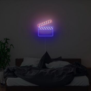 LED Neonschild Filmklappe als moderne leuchtende Wanddekoration für Schlafzimmer oder Wohnzimmer