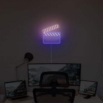 LED Neonschild Filmklappe als moderne leuchtende Wanddekoration für Schlafzimmer oder Wohnzimmer