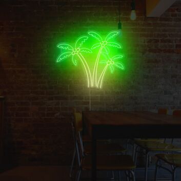LED Neonschild mit Palmen Motiv als tropische Wanddekoration für Bar Café oder Wohnzimmer