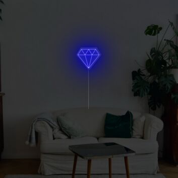 Minimalistisches LED Neonschild mit Diamant Motiv für moderne Wanddekoration