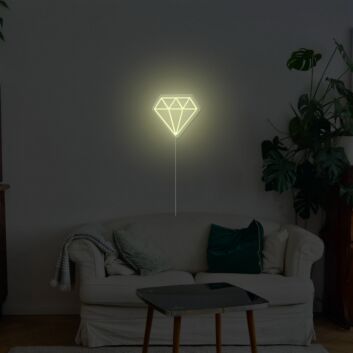 Minimalistisches LED Neonschild mit Diamant Motiv für moderne Wanddekoration
