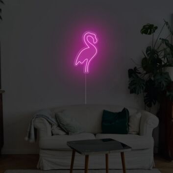 Abstraktes LED Neonschild mit stilvollem Flamingo Motiv für Wohnzimmer Schlafzimmer Studio oder moderne Wanddekoration
