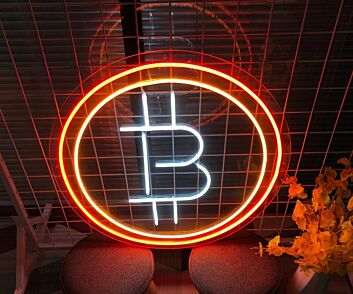Bitcoin Symbol LED-Neonschild für Büro und Kryptowährung Shop