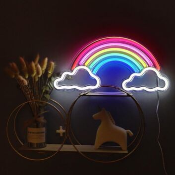 Regenbogen mit Wolken LED-Neonschild für Kinderzimmer Wohnzimmer