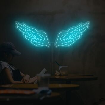 Abstraktes LED Neonschild in Eis am Stiel Form mit fließendem Linienmotiv als moderne Wanddekoration für Café Küche Bar oder kreativen Innenraum