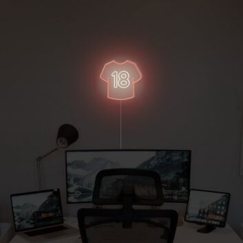 Rotes LED Neonschild Fußball Trikot mit Nummer 18 moderne Wanddekoration für Sportzimmer Gaming Room Wohnzimmer oder echte Fußballfans
