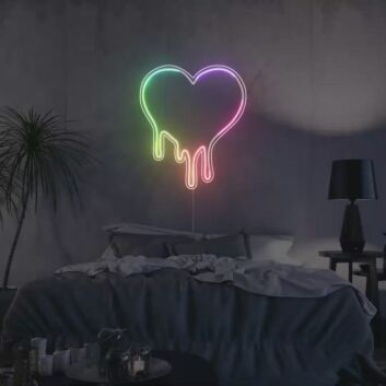 Schmelzendes Herz LED Neonschild Moderne Wandbeleuchtung für Schlafzimmer Wohnzimmer und kreative Interior Dekoration