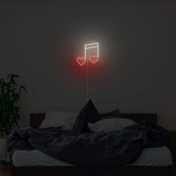 Abstraktes Musik und Herz Motiv LED Neonschild Sanfte Neon Wanddekoration für Schlafzimmer Wohnzimmer und ruhige Wohlfühlräume