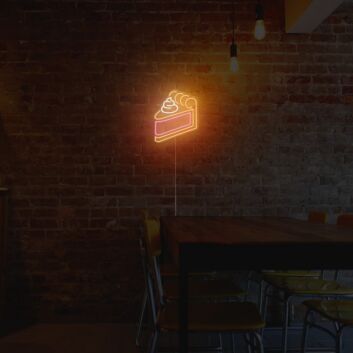 Minimalistisches Kuchenstück Motiv LED Neonschild Stilvolle Neon Wanddekoration für Café Küche Wohnzimmer und gemütliche Räume