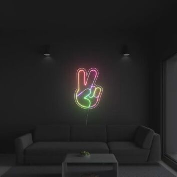 Abstraktes Peace Handzeichen LED Neonschild Modernes Neon Wandlicht mit Farbverlauf für Wohnzimmer Schlafzimmer und stilvolle Räume