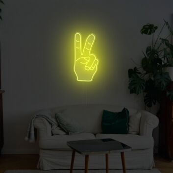 Minimalistisches Peace Handzeichen LED Neonschild Rotes Neon Wandlicht für Wohnzimmer Schlafzimmer und moderne ruhige Einrichtung