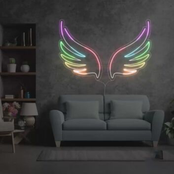 Abstrakte Engelsflügel LED Neonschild Bunte Neon Wanddekoration für Wohnzimmer Schlafzimmer und moderne kreative Einrichtung