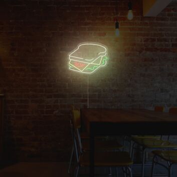 Sandwich LED Neonschild Moderne Wandbeleuchtung mit Burger Snack Motiv für Café Küche Restaurant und gemütliche Essbereiche