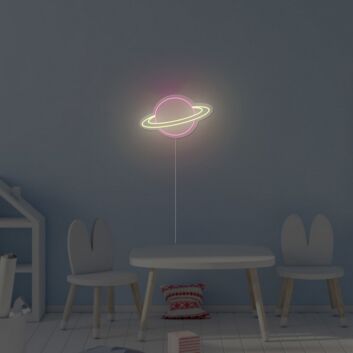 Kleines Planet LED Neonschild Minimalistische Wanddekoration mit Ringplanet für Büro Home Office Gaming Ecke und moderne Wohnräume