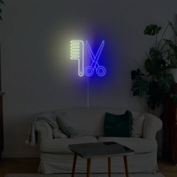 Friseur Werkzeuge LED Neonschild Schere und Kamm Wanddekoration für Barbershop Friseursalon Studio und moderne Arbeitsräume