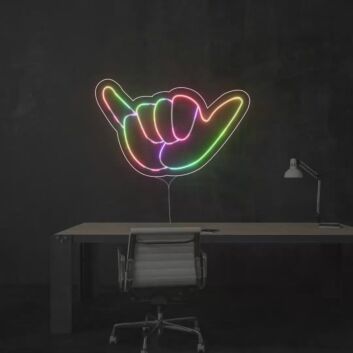 Buntes Handzeichen LED Neonschild Shaka Geste Moderne Wandbeleuchtung für Jugendzimmer Studio Arbeitszimmer und kreative Innenräume