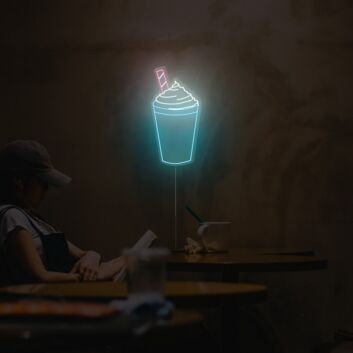 Milchshake Becher LED Neonschild Moderne Lichtdekoration für Café Küche Studio und kreative Wohnräume