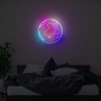 Abstraktes Weltkugel Motiv LED Neonschild für moderne Wanddekoration und Atmosphäre