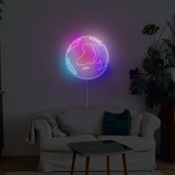 Abstraktes Weltkugel Motiv LED Neonschild für moderne Wanddekoration und Atmosphäre