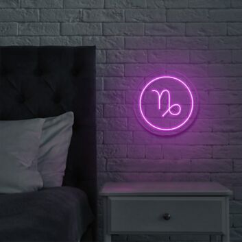 Dekoratives LED Neonschild Sternzeichen Steinbock im Kreis für Schlafzimmer Wohnzimmer und moderne Raumgestaltung