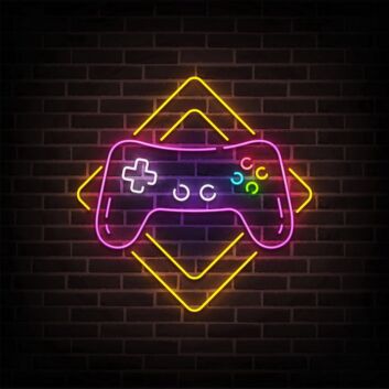 Dekoratives LED Neonschild mit Game Controller Symbol für Gaming Zimmer Studio und moderne Raumgestaltung