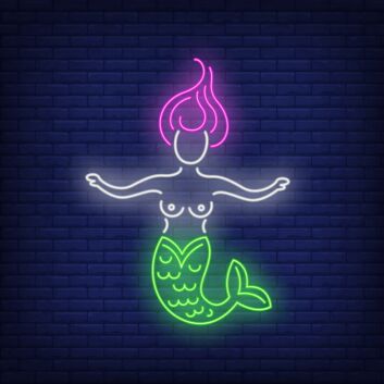 Dekoratives LED Neonschild mit Meerjungfrau Symbol für Schlafzimmer Wohnzimmer und kreative Raumgestaltung