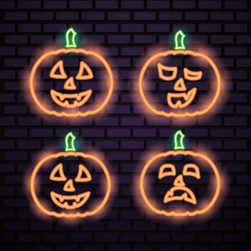 Dekoratives LED Neonschild mit Halloween Kürbis Motiven für festliche Raumgestaltung und Saison Dekoration